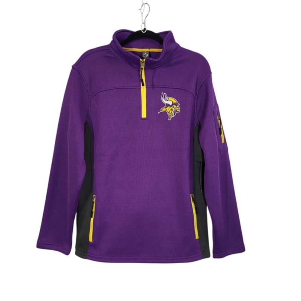 NFL Minnesota Vikings Men's S 1/4 Zip Pullover Purple Football Waffle Knit NEW